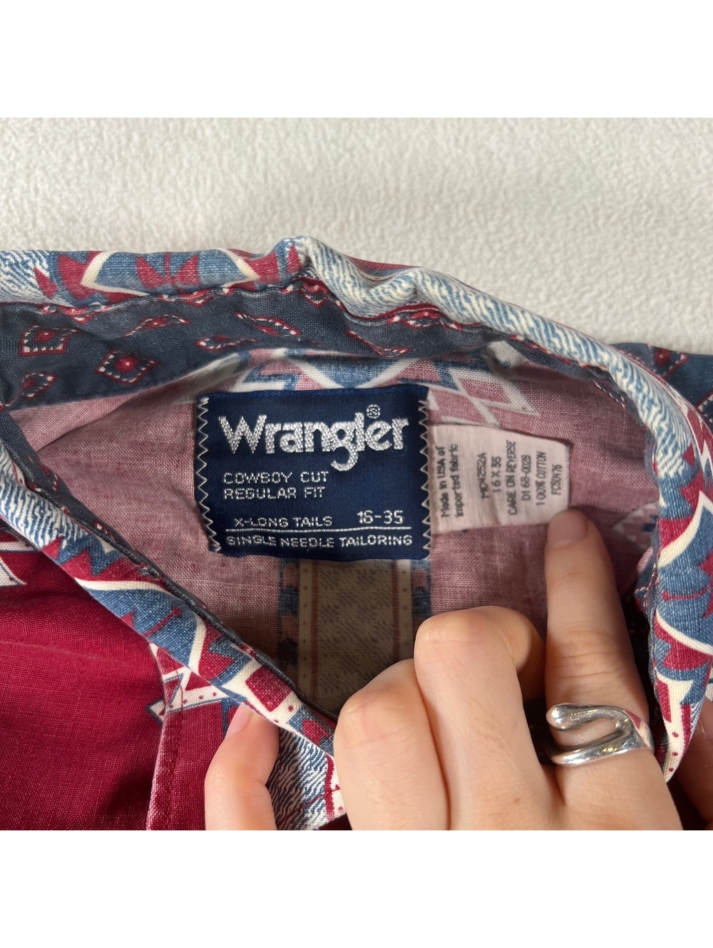 Vintage Wrangler made in USA Aztec western button up shirt - Picture 3 of 6